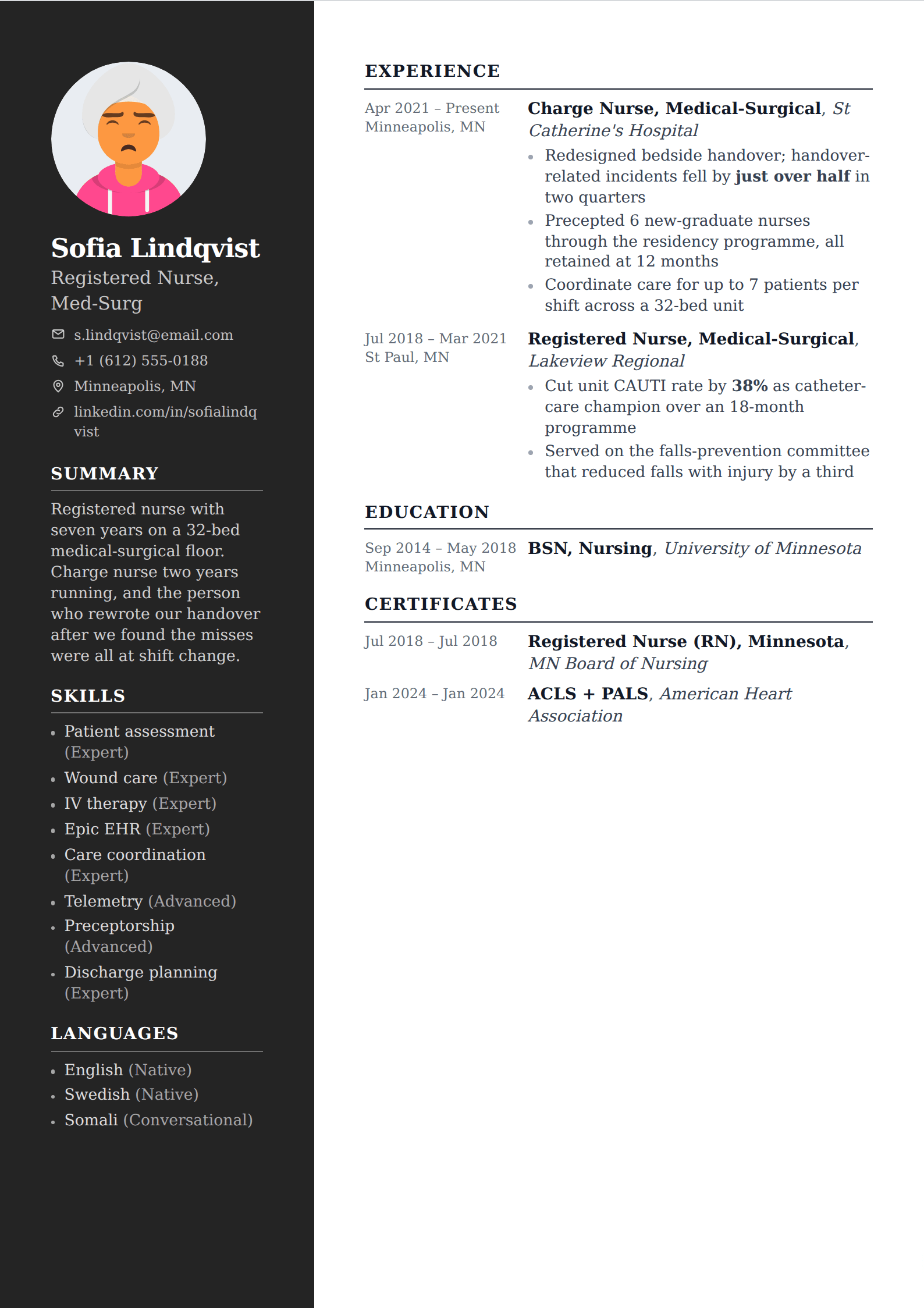 Regent resume and CV template