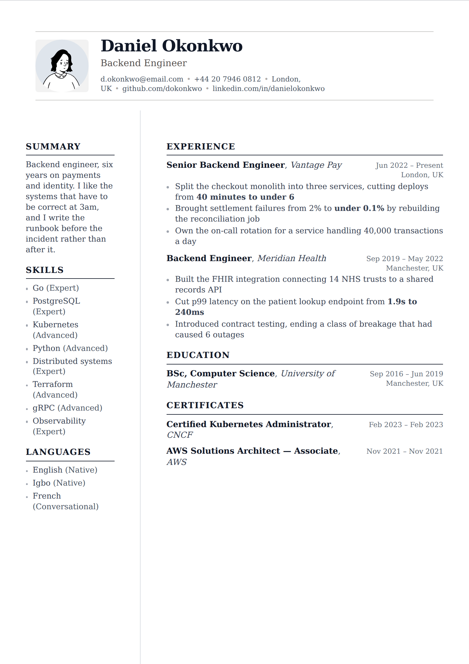 Salon resume and CV template