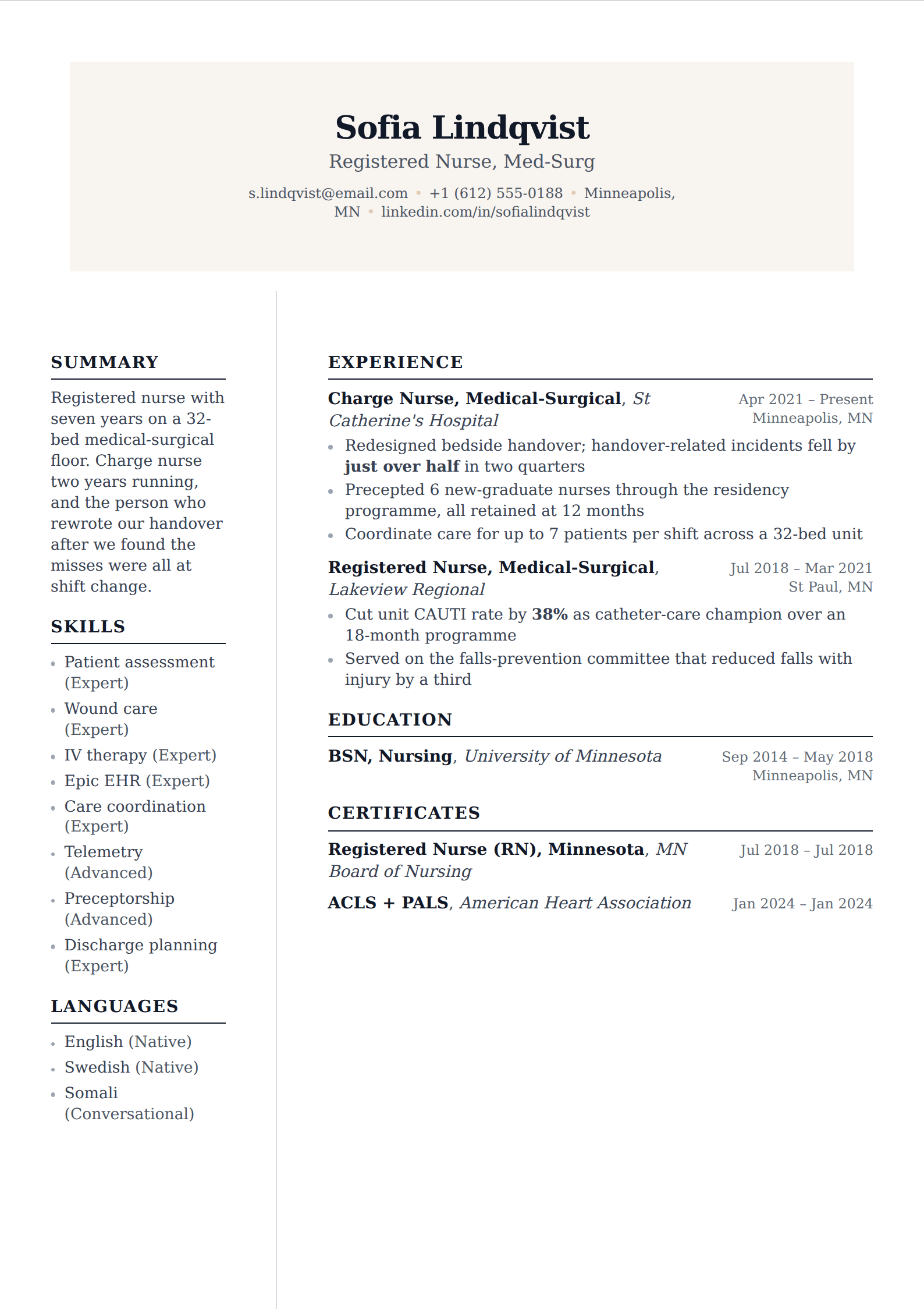 Sandstone resume and CV template