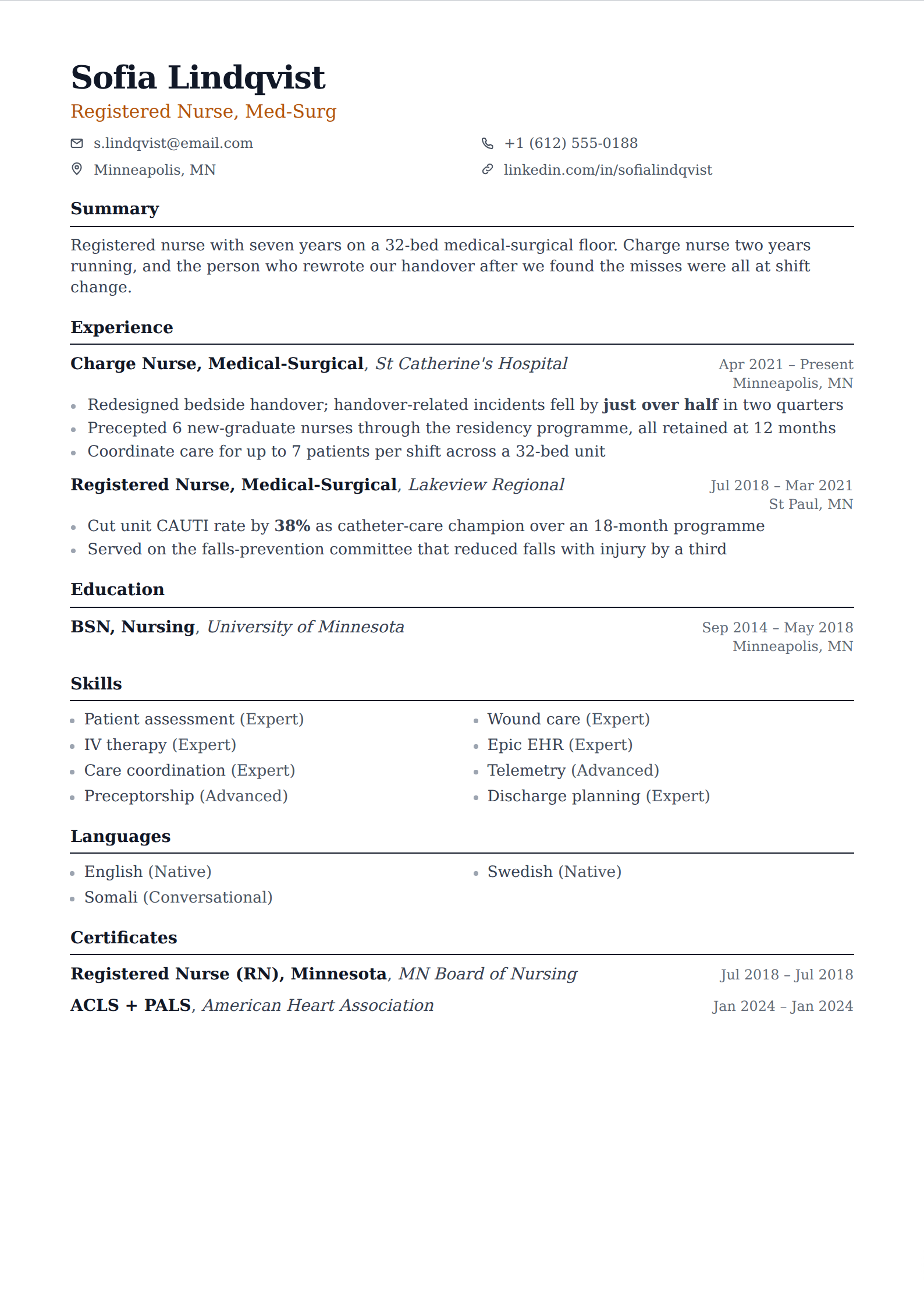 Sienna resume and CV template