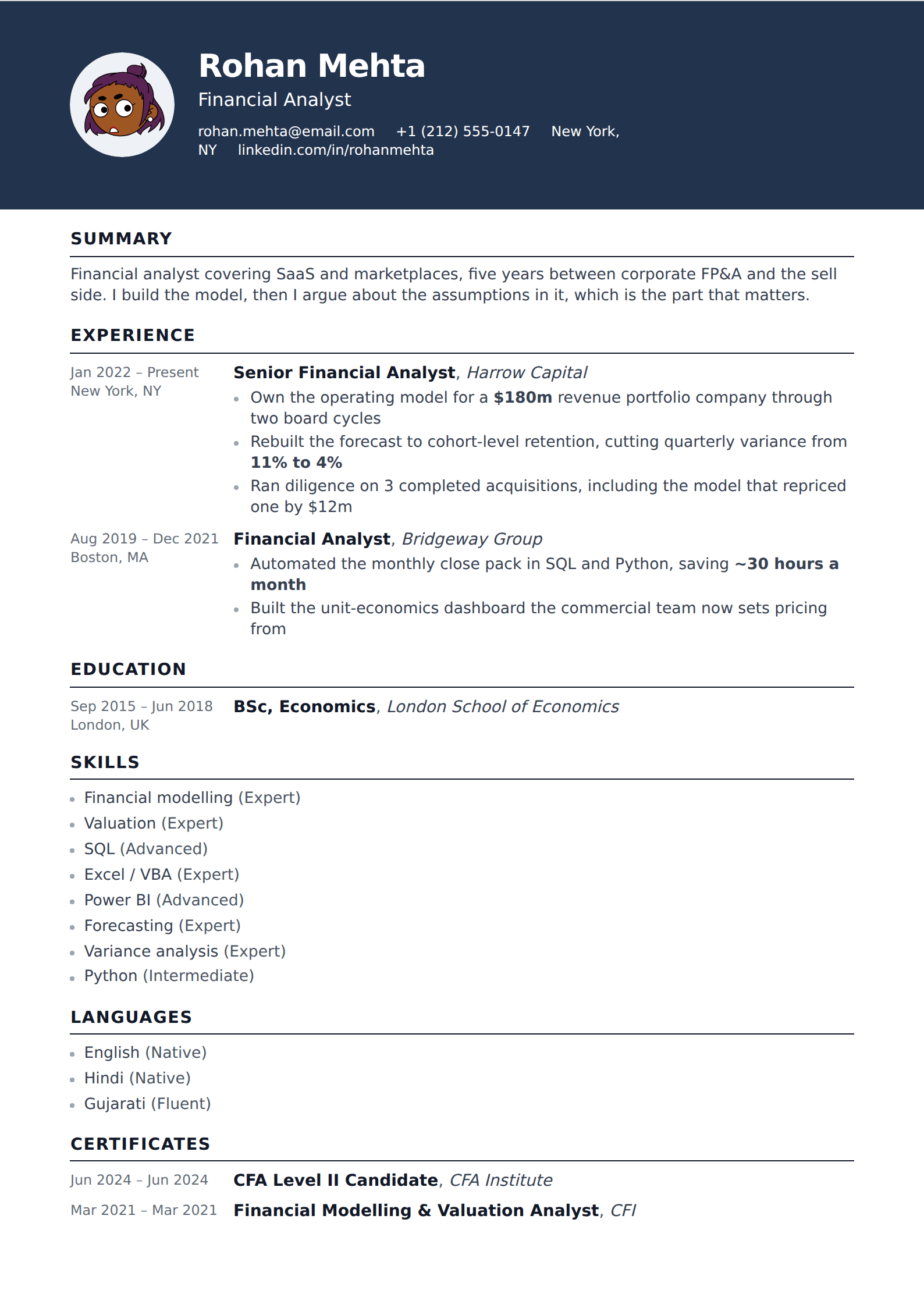 Skipper resume and CV template