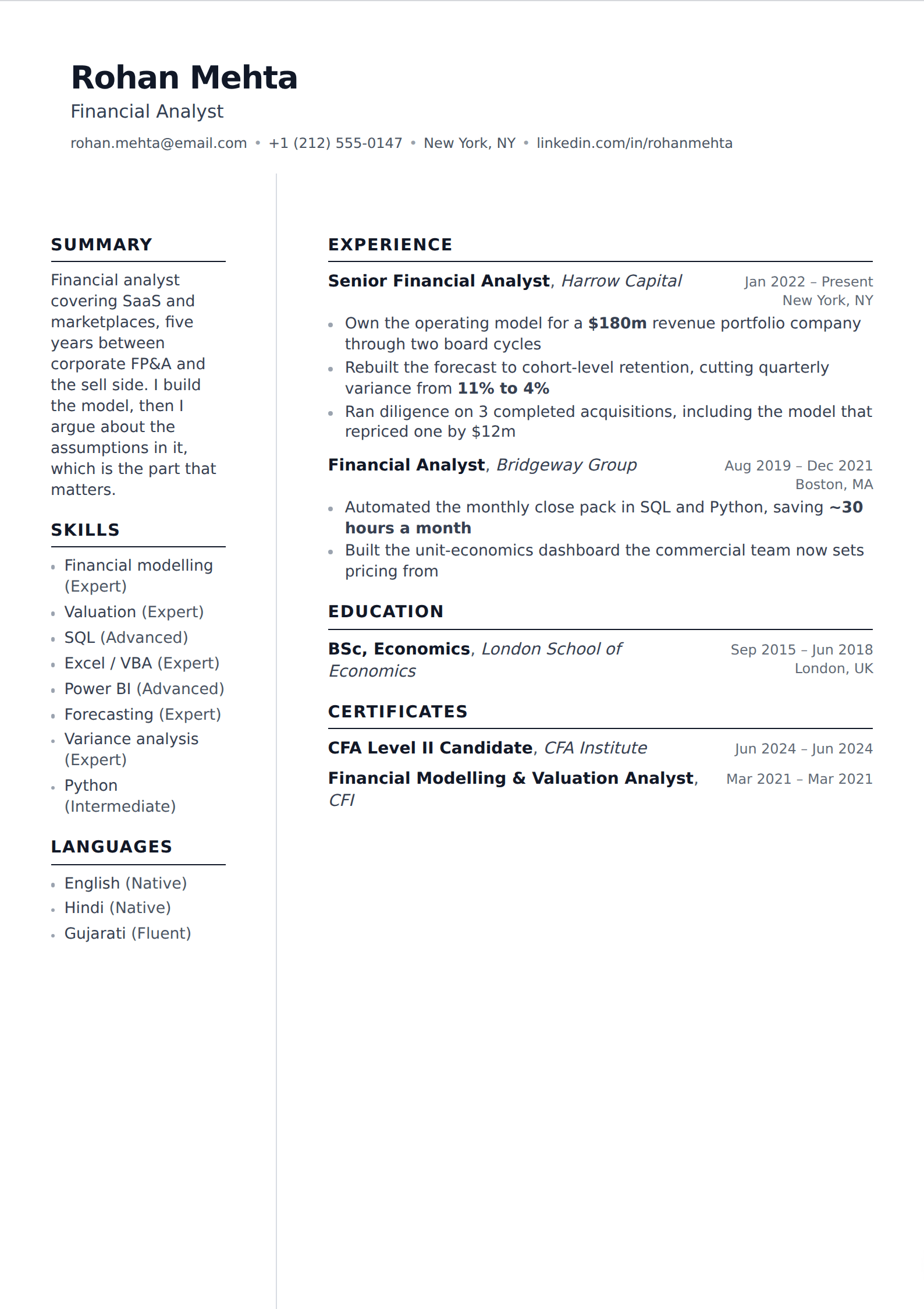 Sterling resume and CV template