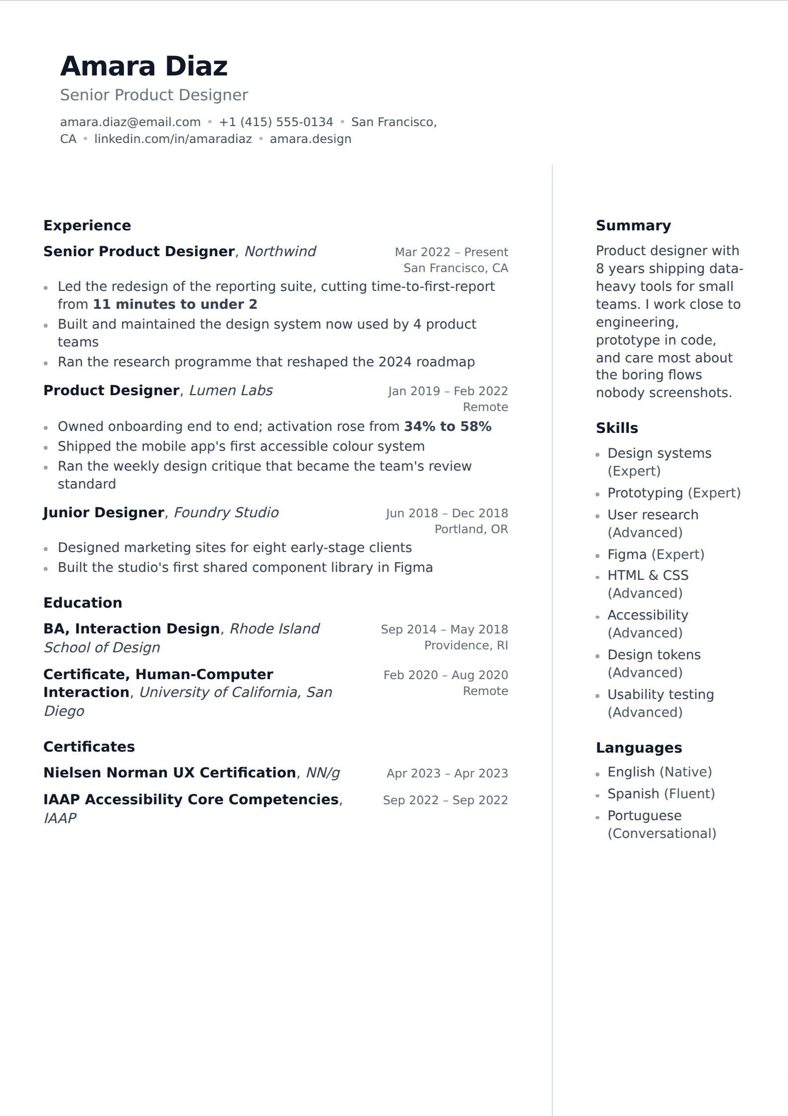 Stipple resume and CV template