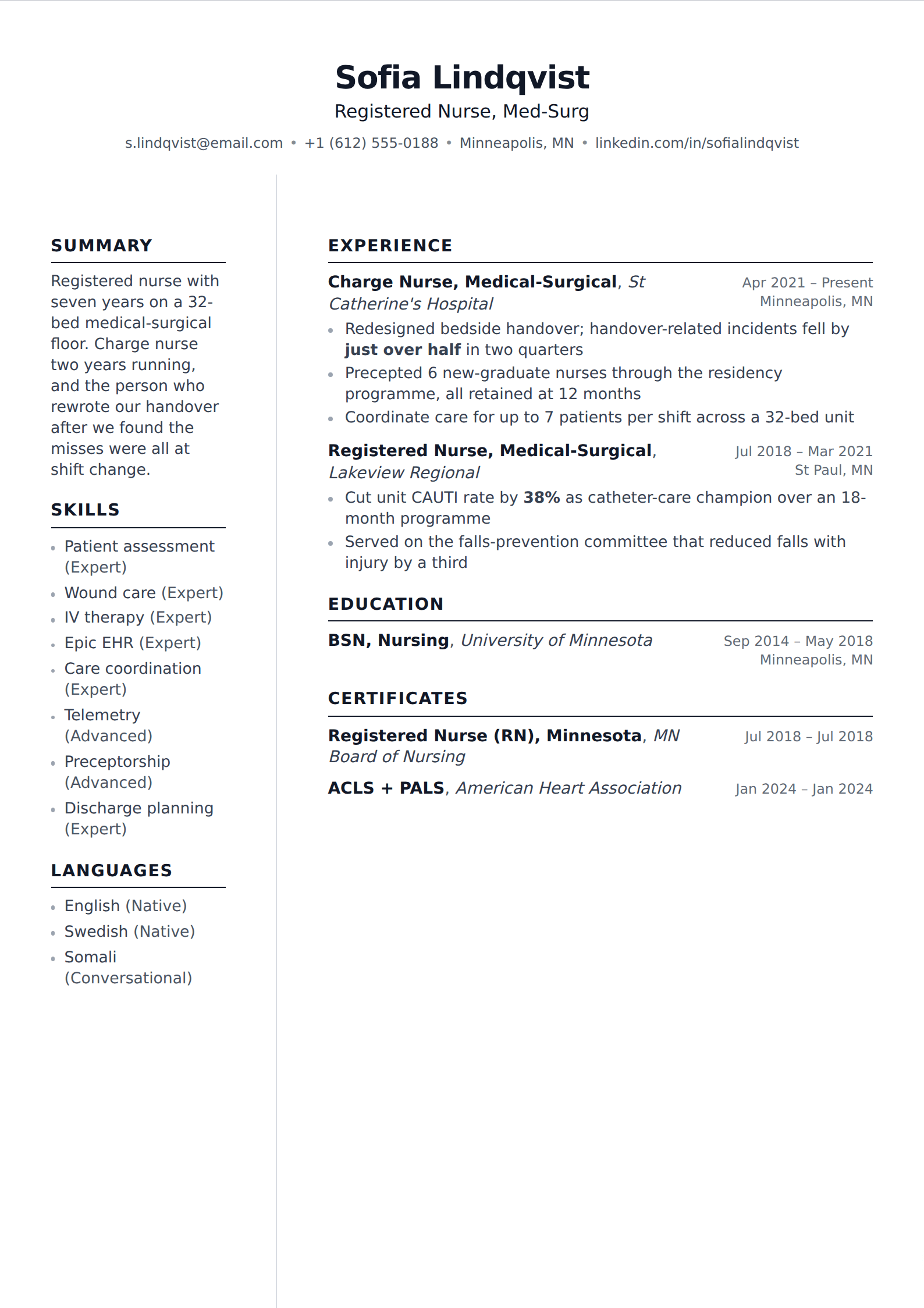 Strand resume and CV template