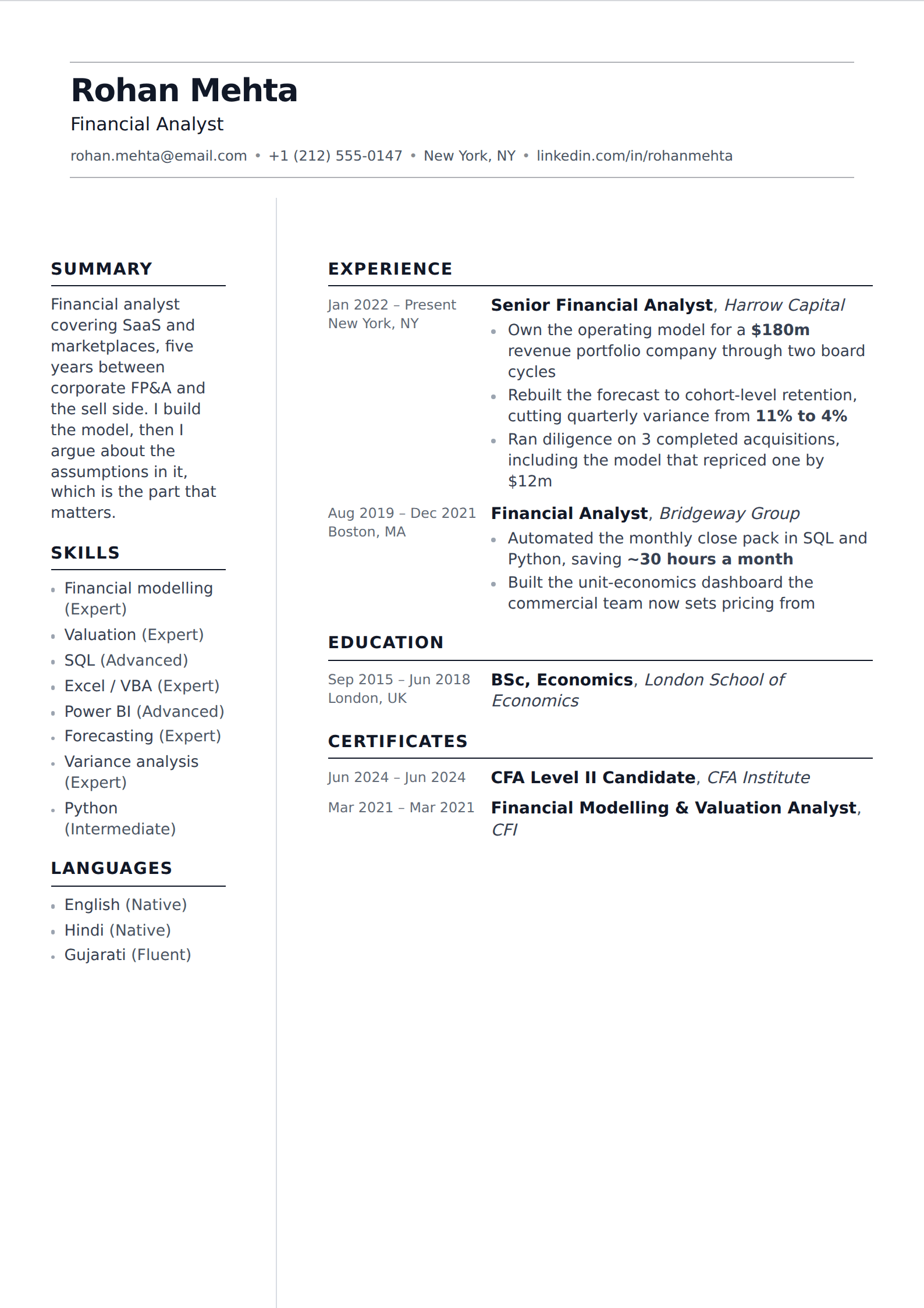 Tarmac resume and CV template