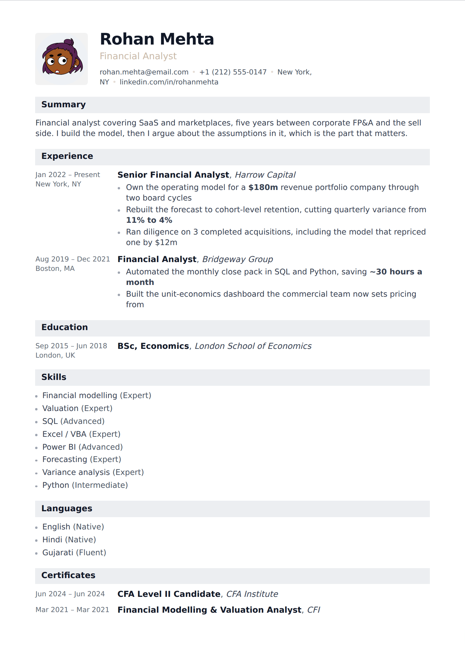Terrace resume and CV template