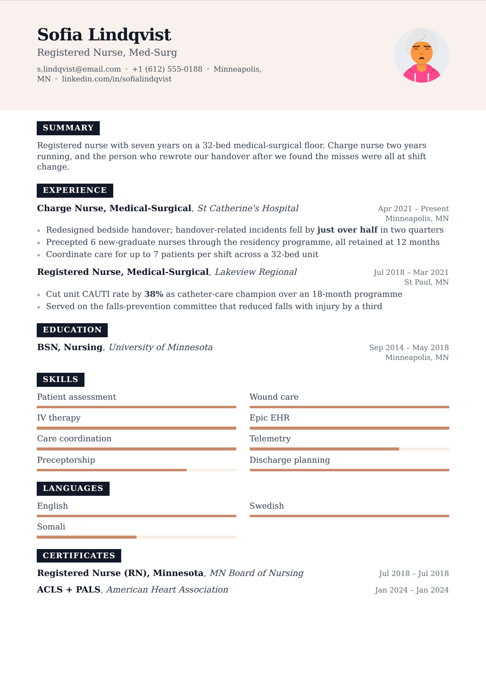 Terracotta resume and CV template