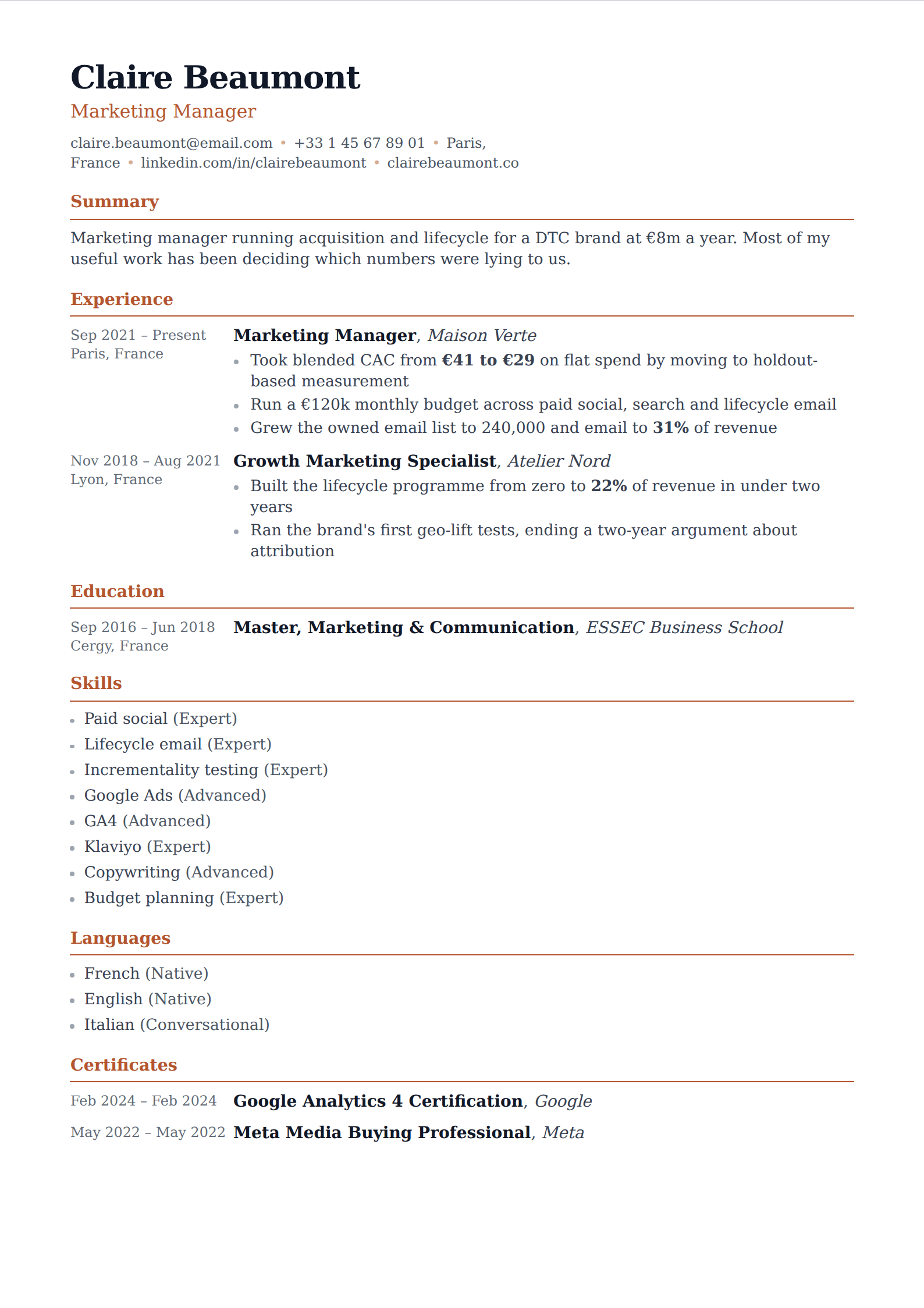 Terrazzo resume and CV template