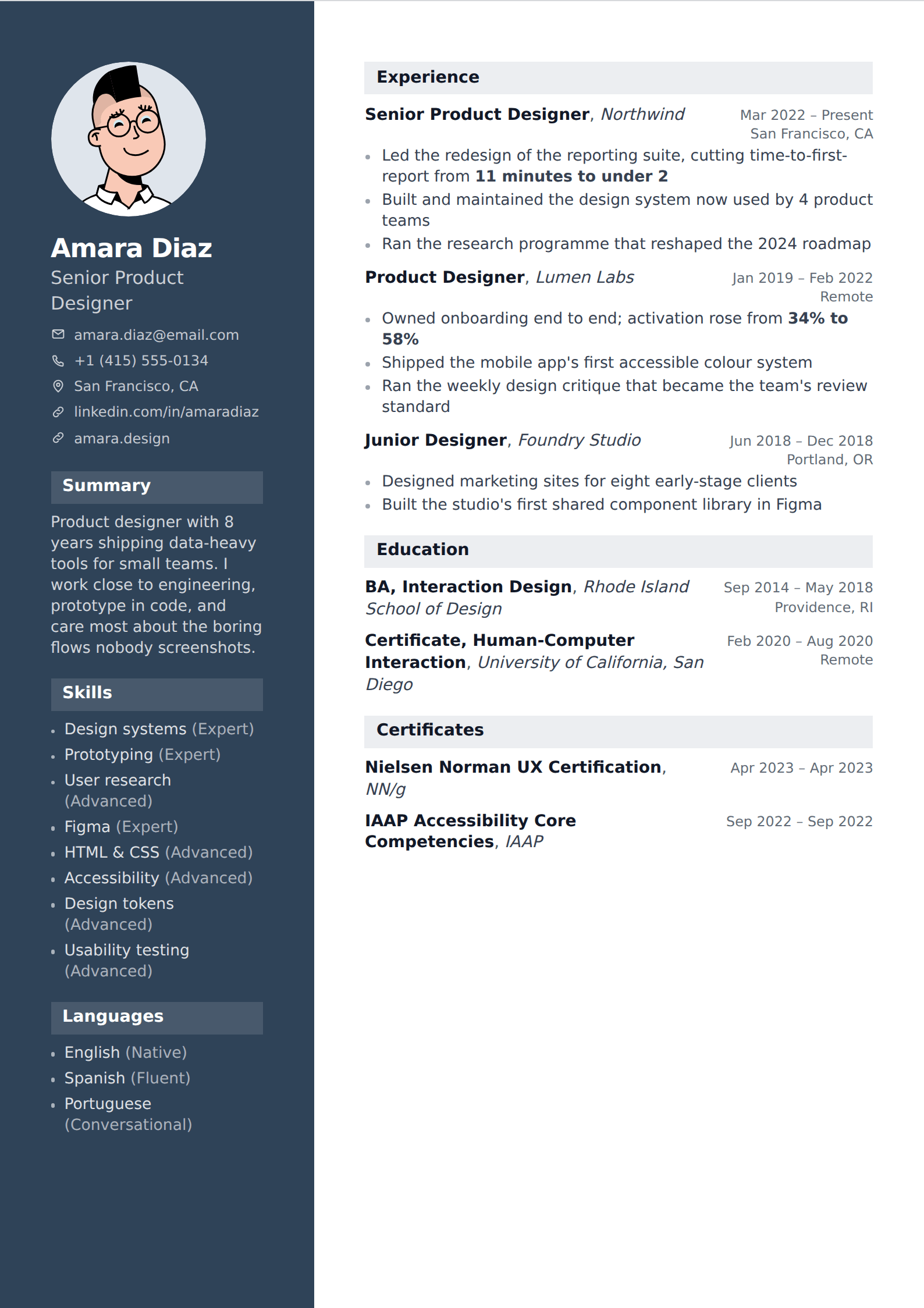 Tidewater resume and CV template