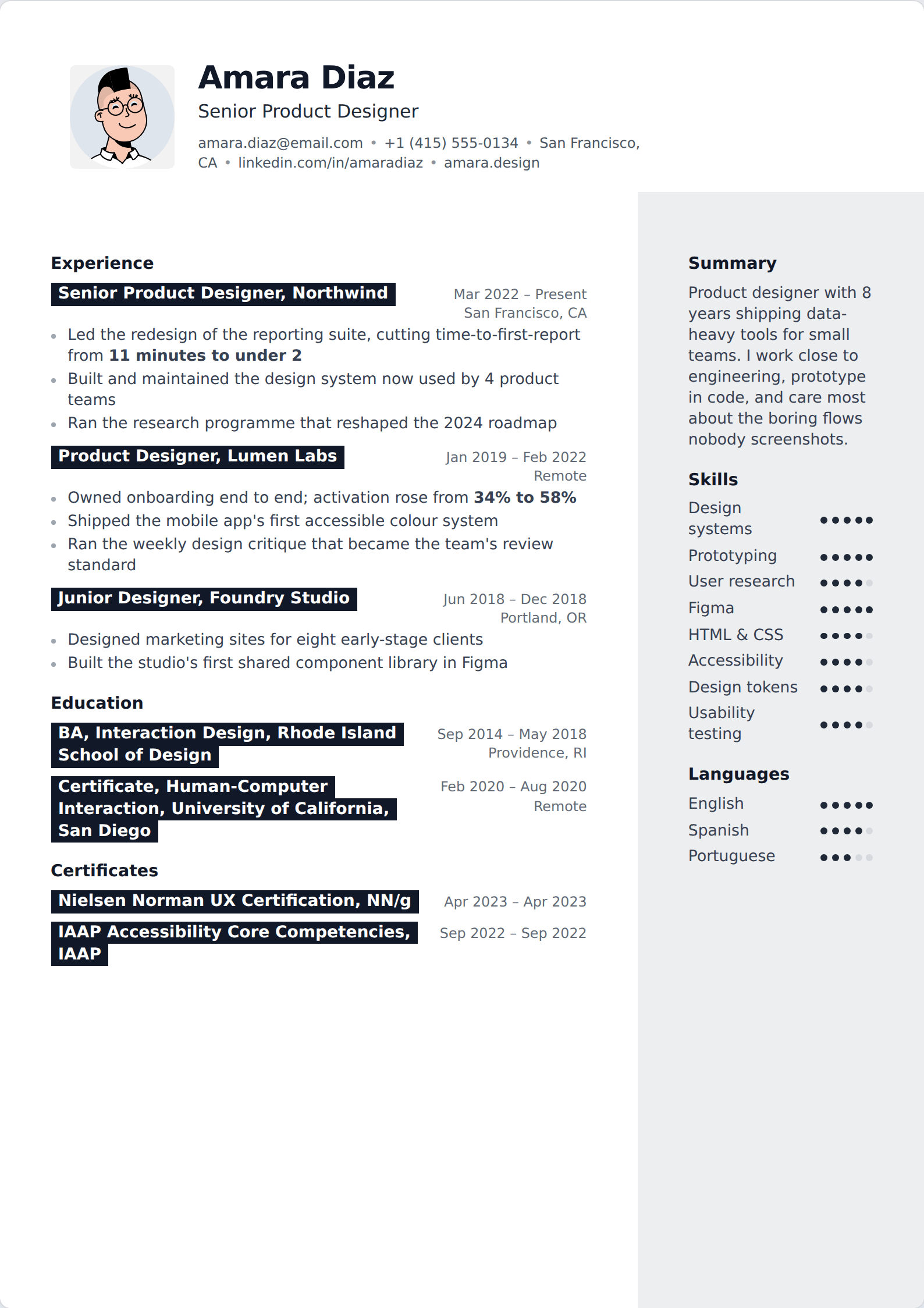 Toronto resume template
