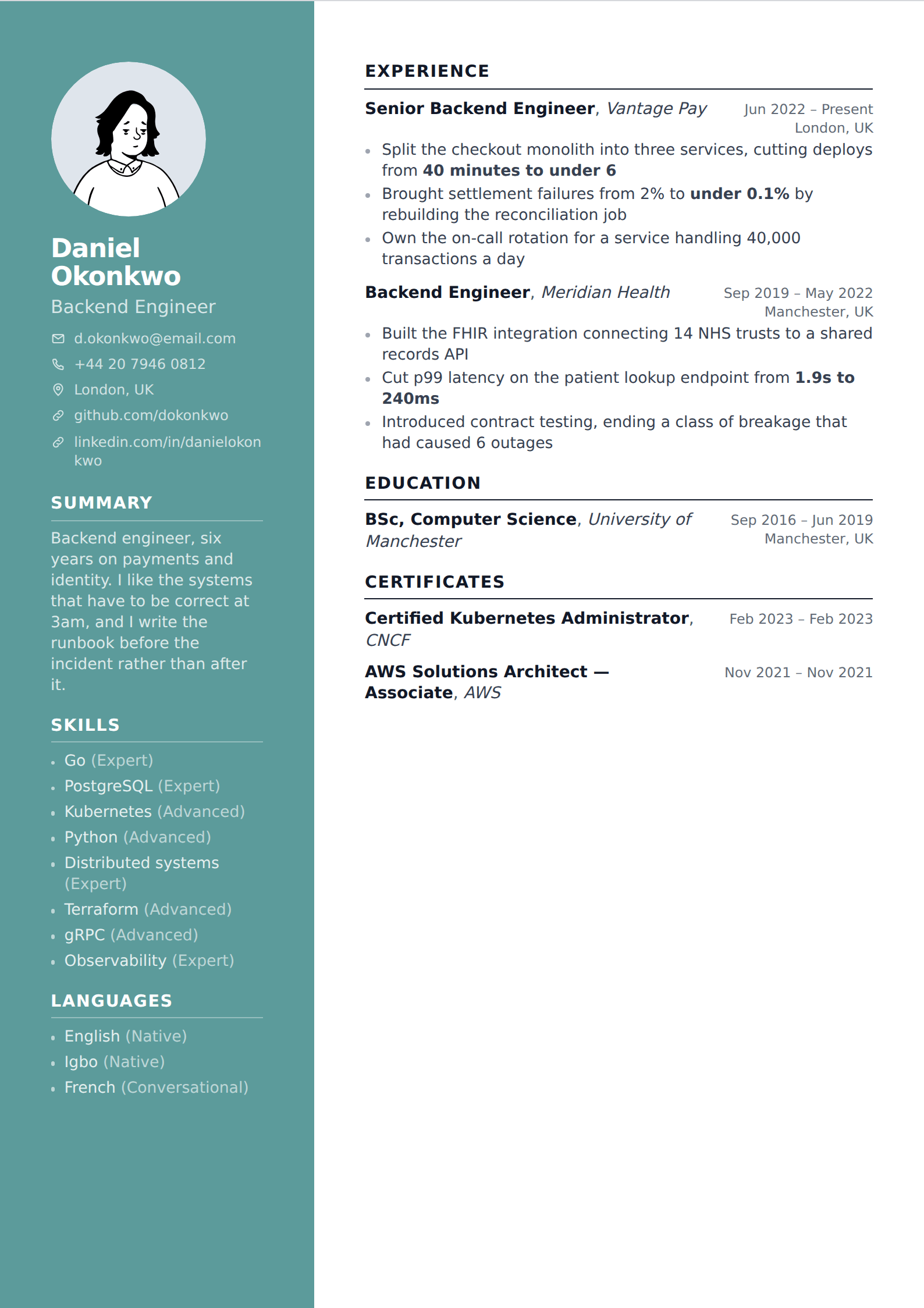 Verbena resume and CV template