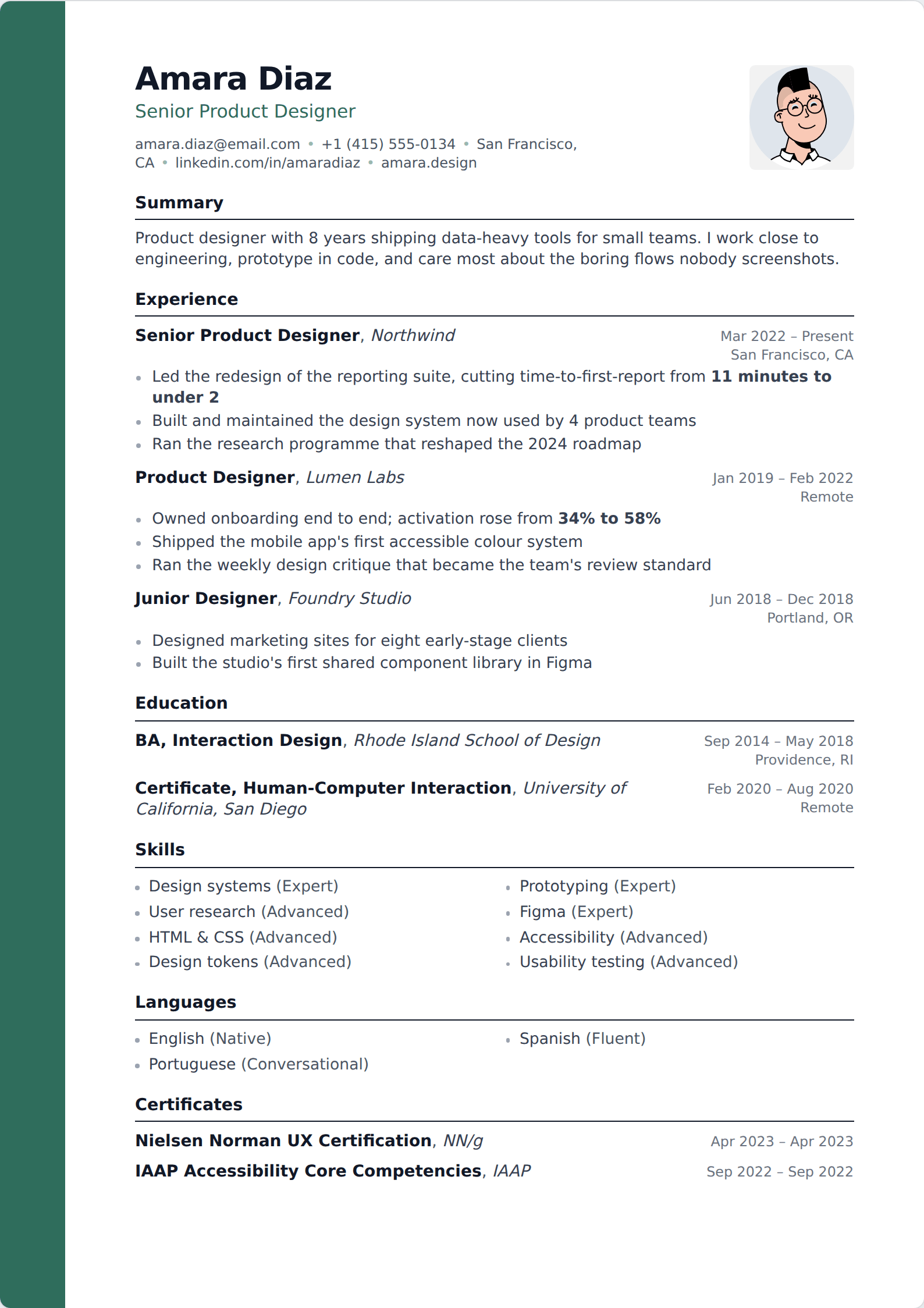Verdant resume template