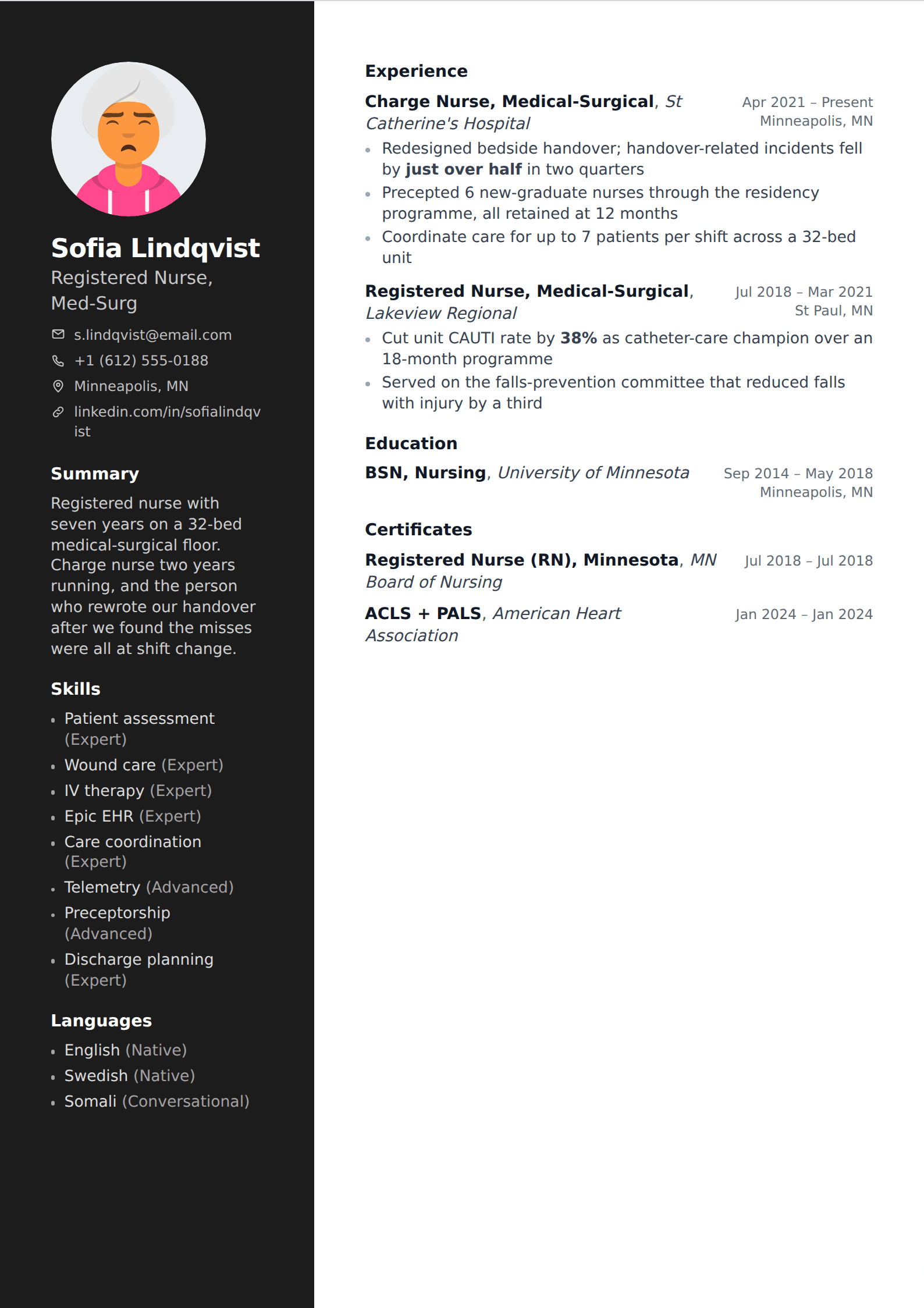 Vitrine resume and CV template